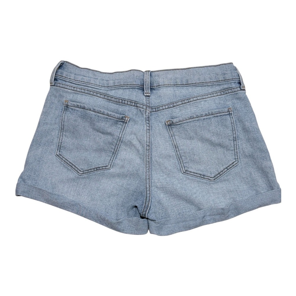 Old Navy Denim Shorts Women 10 Light Blue Cuffed Stretch Mid Rise Jean Shorts - Picture 2 of 5
